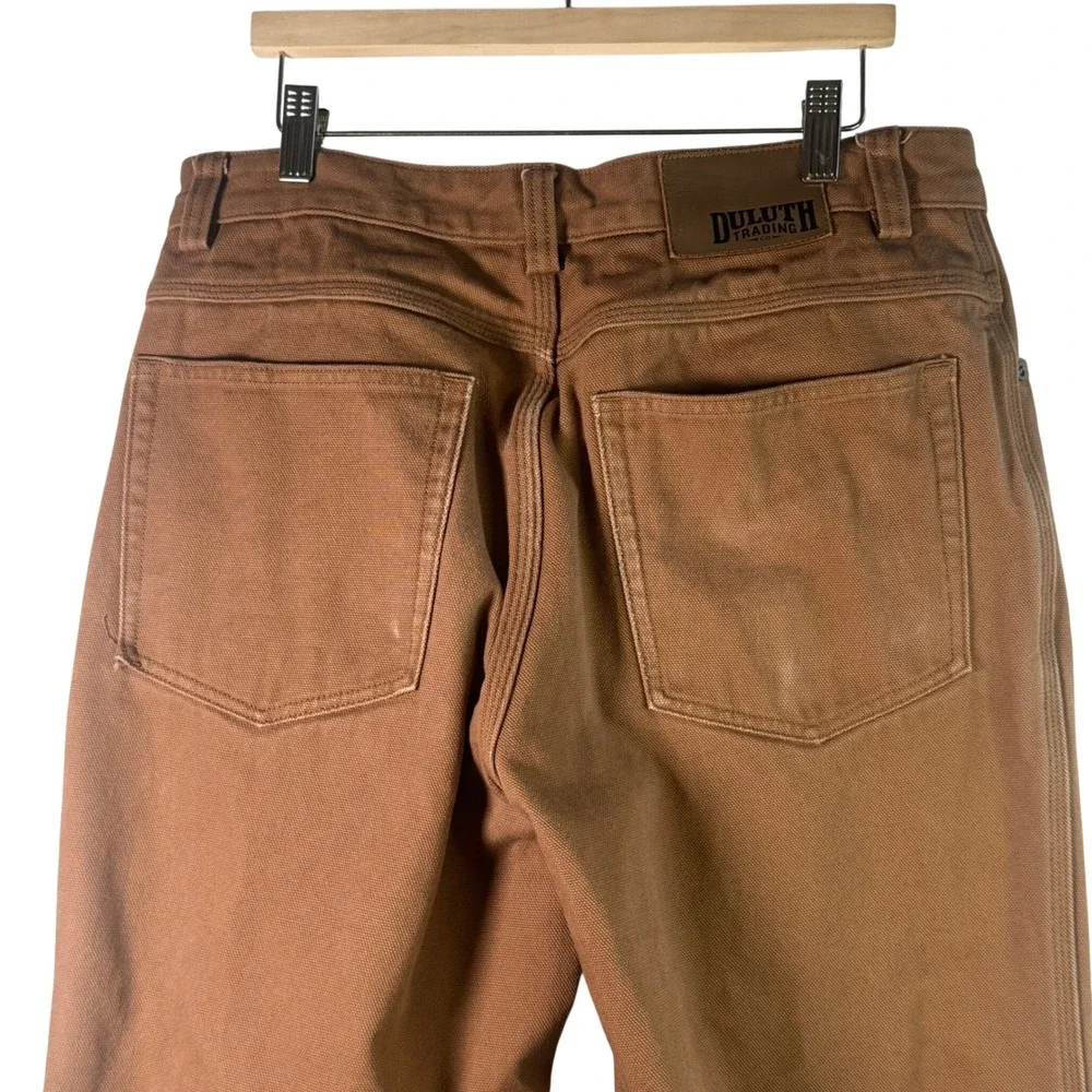 Duluth Trading Co Flannel Lined Fire Hose Canvas Pants Brown 32x32 Workwear Mens
